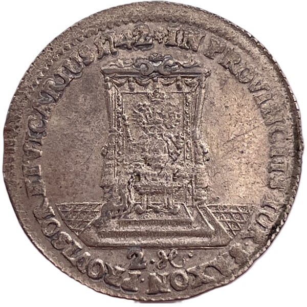Moneta Dwugrosz wikariacki August III Sas Drezno 1742 awers