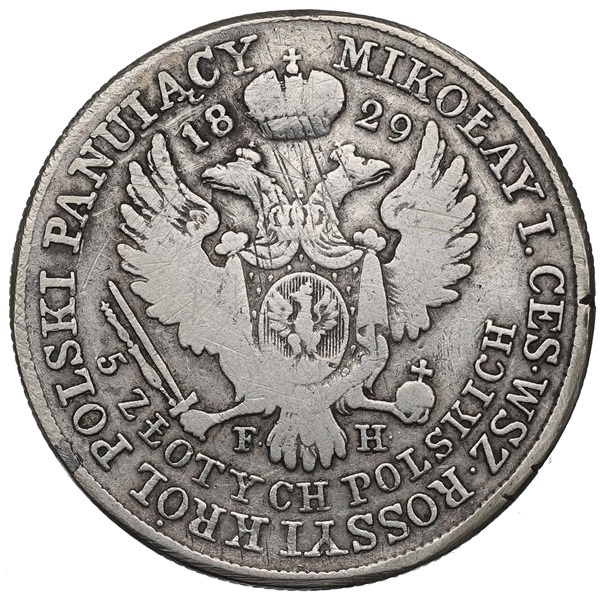 Moneta 5 złotych 1829 Królestwo Polskie awers