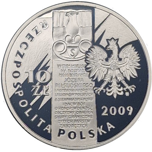 Moneta 10 zł 95 rocznica wymarszu Kompanii Kadrowej 2009 awers