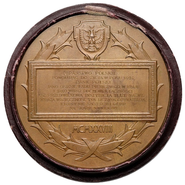 Medal 100 lecie Banku Polskiego 1828 rewers