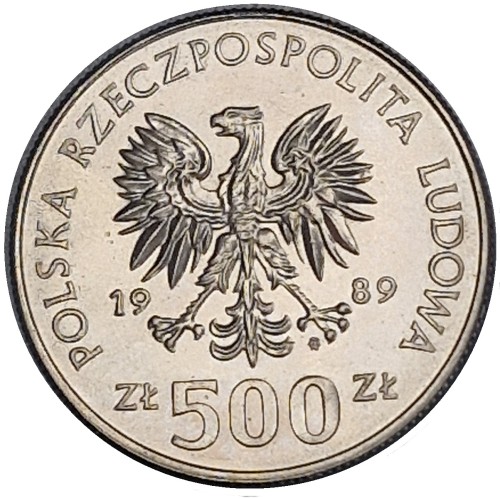 Moneta 500 zł Władysław Jagiełło 1989r awers