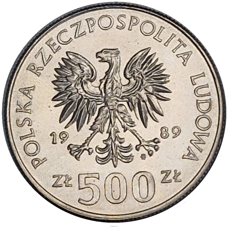 Moneta 500 zł Władysław Jagiełło 1989r awers