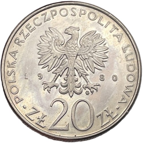 Moneta 20 zł Dar Pomorza 1980 awers