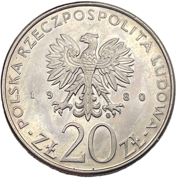 Moneta 20 zł Igrzyska XXII Olimpiady 1980 awers