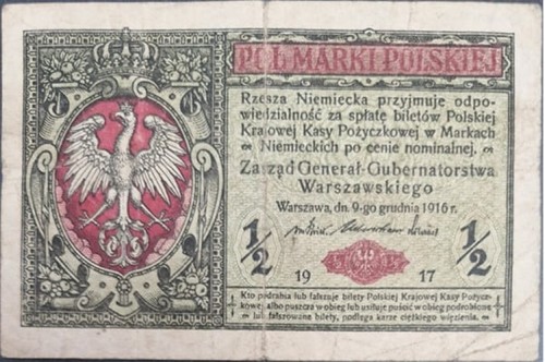 1/2 marki polskich 1917 generał awers