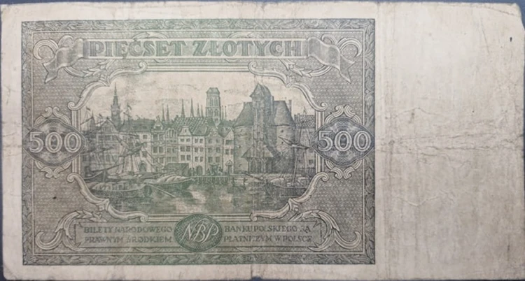 Banknot 500 złotych 1946 stan 4 rewers