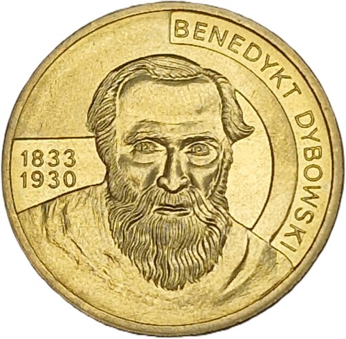 Moneta 2 zł Benedykt Dybowski rewers 2010 rewres