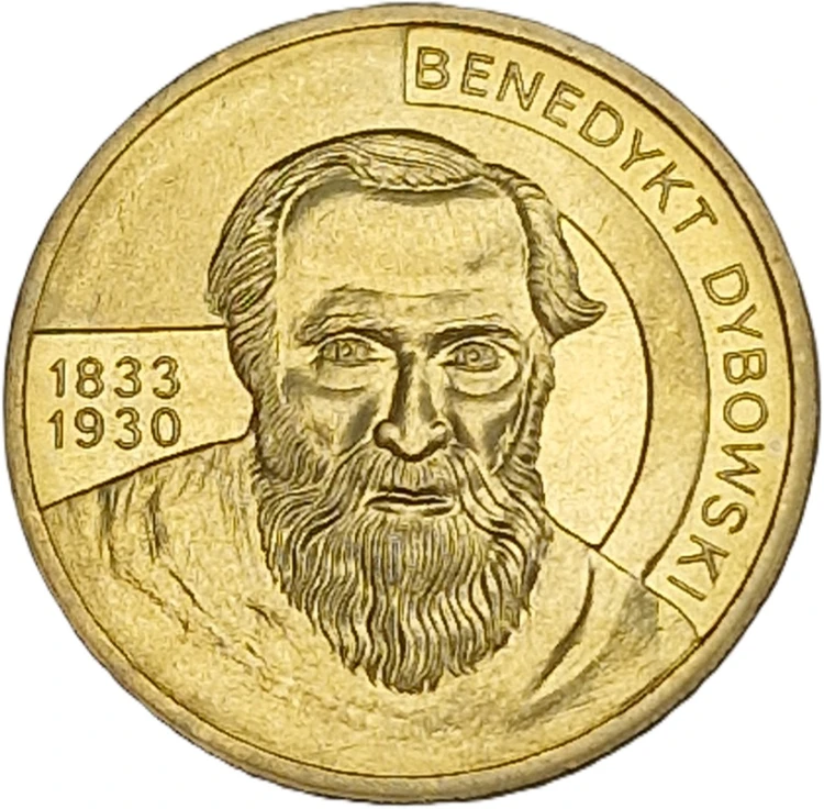 Moneta 2 zł Benedykt Dybowski rewers 2010 rewres