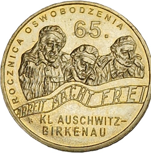 Moneta 2 zł 65 rocznica Oswobodzenia Auschwitz-Birkenau 2010 rewers