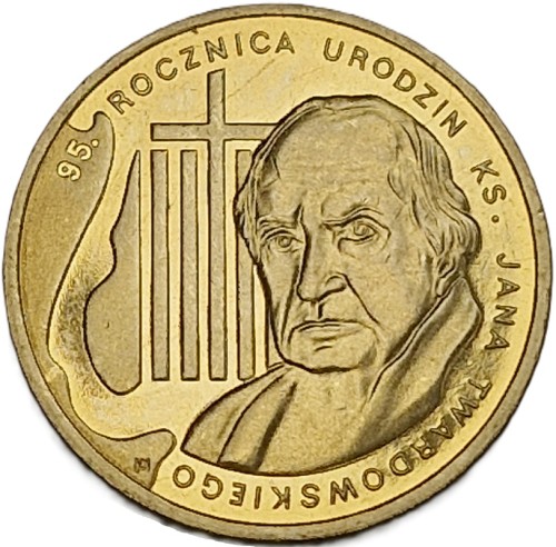 Moneta 2 zł z 95 Urodzin Ks Jana Twardowskiego 2010 rewers