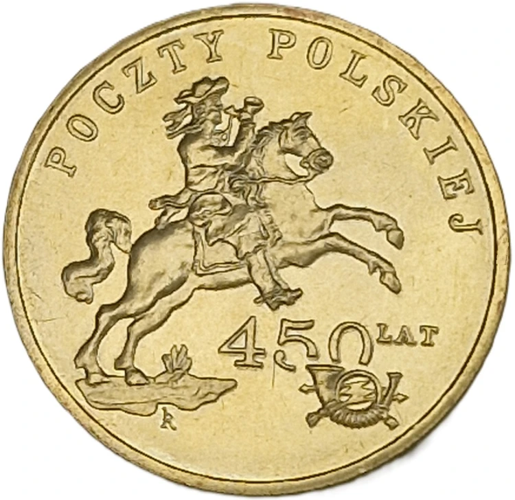 Moneta 2 zł 450-lat Poczty Polskiej 2008 rewers