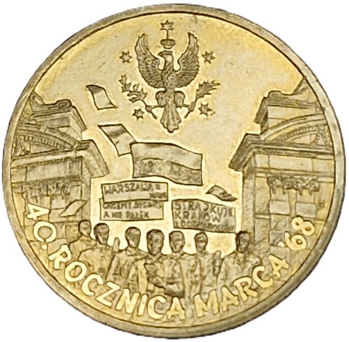 Moneta 2 zł 40 rocznica Marca 68 2008 rewers