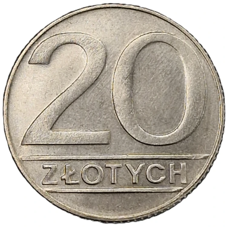 Moneta obiegowa PRL 20 złotych 1990 rewers