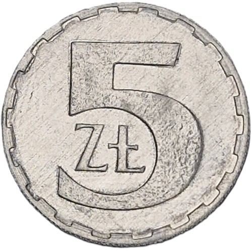 Moneta obiegowa 5 złotych 1990 rewers