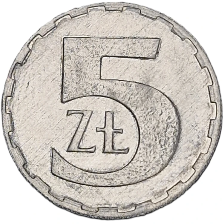 Moneta obiegowa 5 złotych 1990 rewers