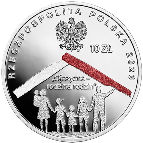 Moneta 10 zł W Polskę wierzę - Polska rodzina 2023 rewers