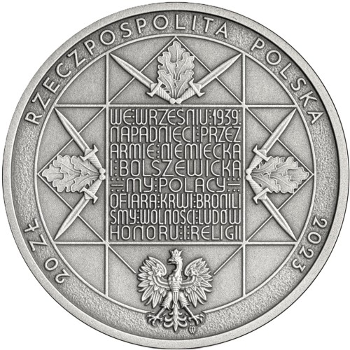 Moneta 20 zł Sowiecka agresja na Polskę 17 IX 1939 2023 awers