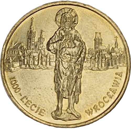 Moneta okolicznościowa 2 zł 1000-lecie Wrocławia 2000 rewers