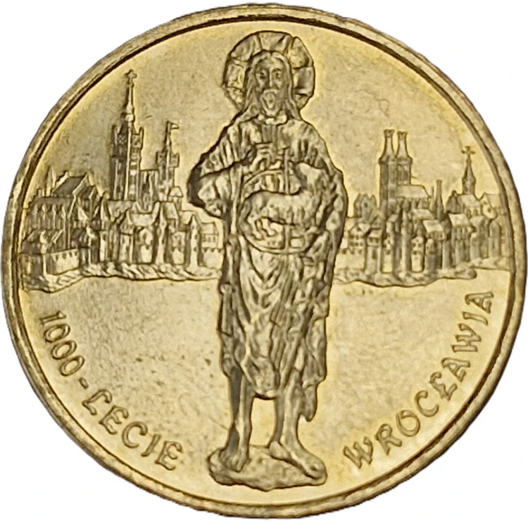 Moneta okolicznościowa 2 zł 1000-lecie Wrocławia 2000 rewers