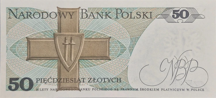 Banknot PRL 50 zł 1988 Karol Świerczewski rewers