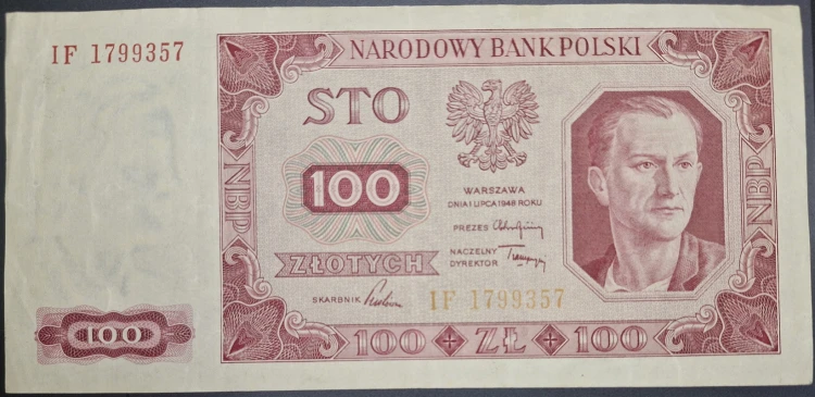 Banknot 100 złotych 1948 awers