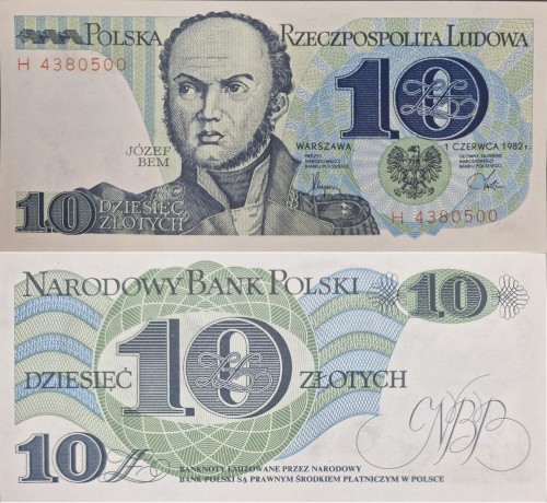 Banknot PRL 10 złotych 1982