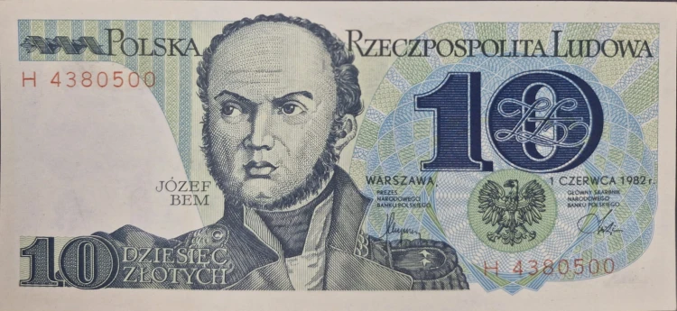 Banknot PRL 10 złotych 1982 awers