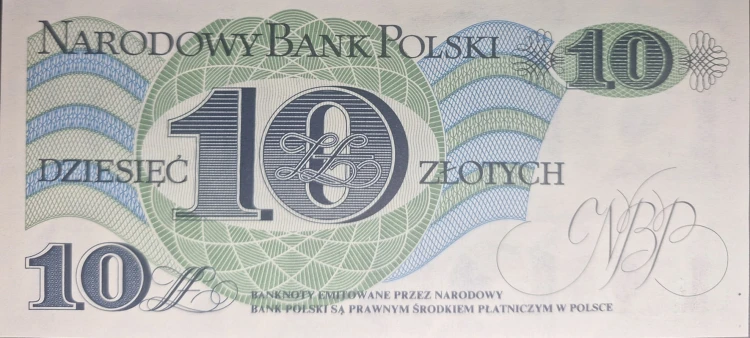 Banknot PRL 10 zł 1982 Józef Bem seria R rewers