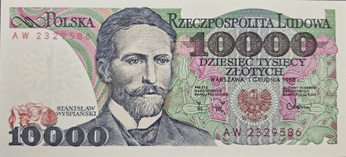 Banknot PRL 10000 zł 1988 Stanisław Wyspiański UNC awers