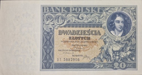 Banknot 20 złotych 1931 awers