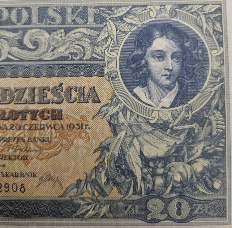 Banknot 20 złotych 1931 szczegóły