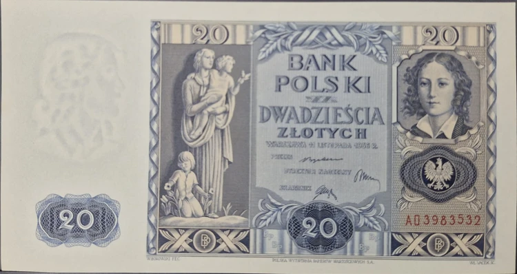 Banknot 20 zł 1936 awers