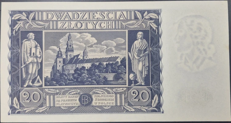 Banknot 20 zł 1936 rewers