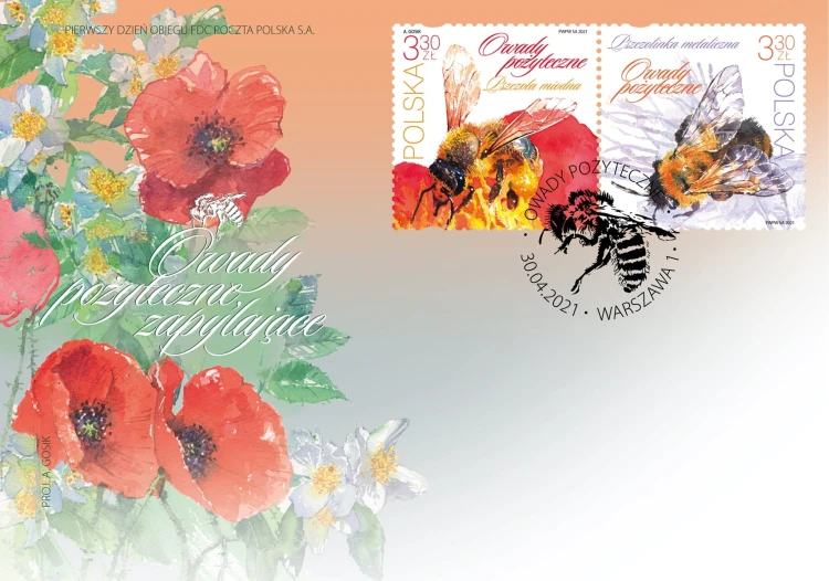 Koperta FDC Owady pożyteczne 2021 Pszczoła miodna