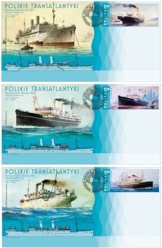Polskie transatlantyki Zestaw 3 FDC 2021
