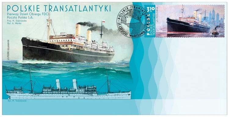 Polskie transatlantyki Polonia FDC 2021