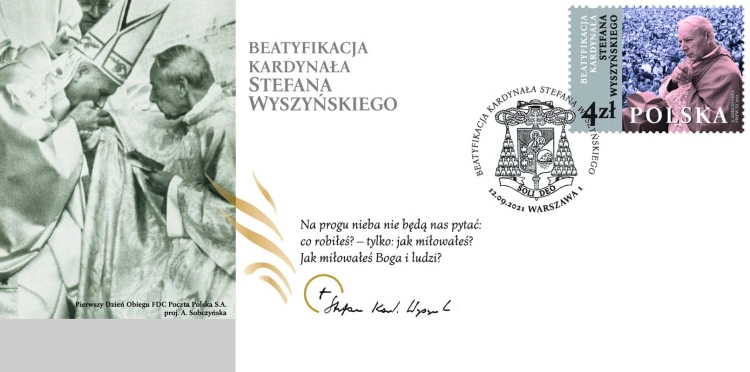 Koperta FDC Beatyfikacja kardynała Stefana Wyszyńskiego 2021