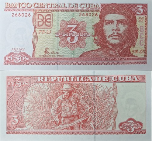 Kuba banknot 3 pesos 2005 P-127b Che Guevara