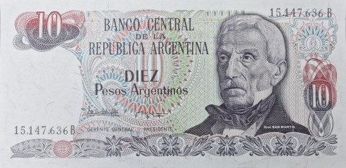 Argentyna banknot 10 pesos awers