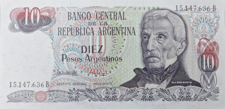 Argentyna banknot 10 pesos awers