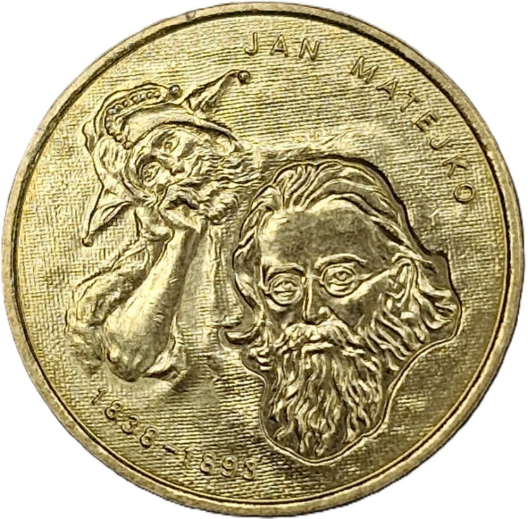 Moneta okolicznościowa 2 zł Jan Matejko 2002 rewers