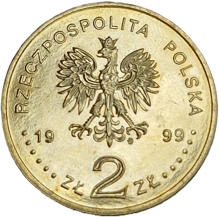Moneta okolicznościowa 2 złote Wstąpienie Polski do NATO 1999 awers