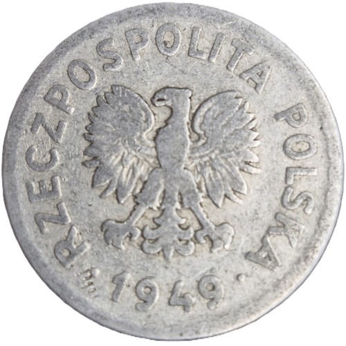 Moneta 1 złoty 1949 bz stan 3 aluminium awers