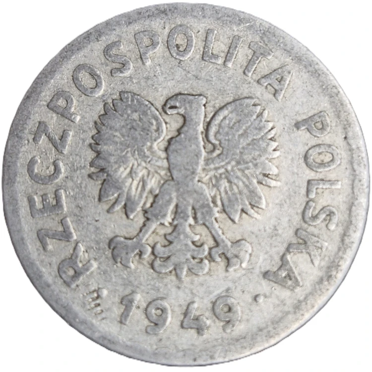 Moneta 1 złoty 1949 bz stan 3 aluminium awers