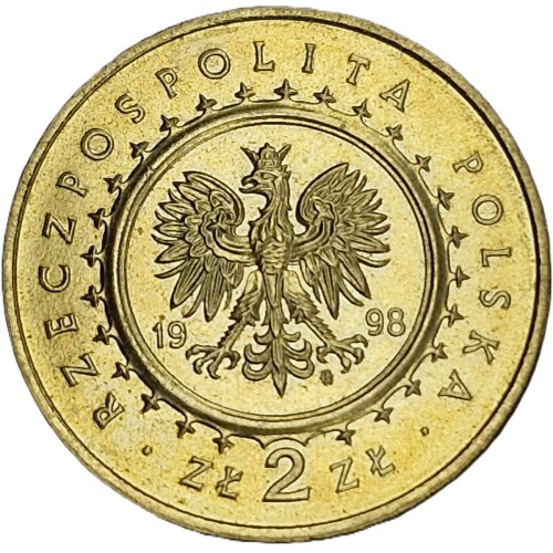 Moneta okolicznościowa 2 zł Zamek w Kórniku 1998 awers