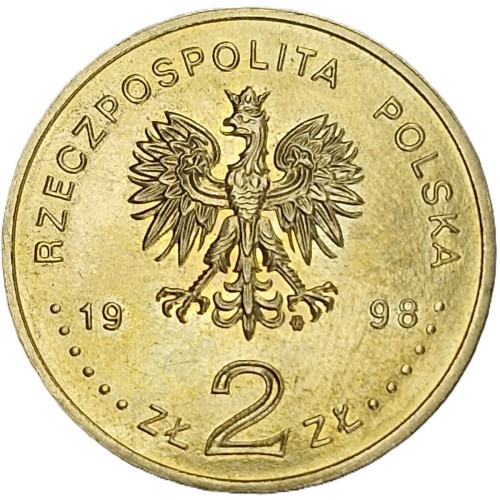 Moneta okolicznościowa 2 zł 1998 100 lecie odkrycia polonu i radu awers