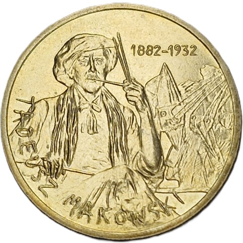 Moneta okolicznościowa 2 zł Tadeusz Makowski 2005 rewers