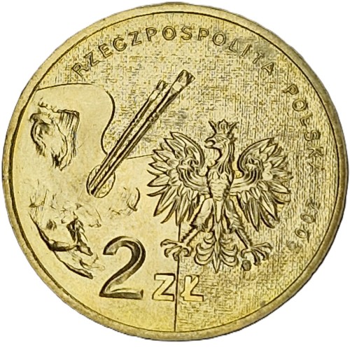 Moneta okolicznościowa 2 zł Tadeusz Makowski 2005 awers