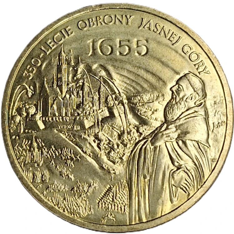 Moneta okolicznościowa 2 zł 350-leci Obrony Jasnej Góry 2005 rewers