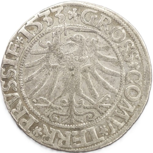 Moneta grosz toruński 1533 Zygmunt I Stary awers